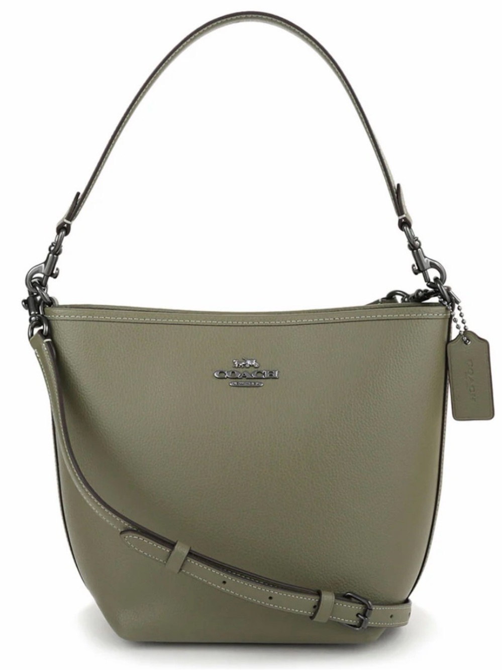 Coach City Bucket Military Green Pebbled Leather Crossbody Handbag